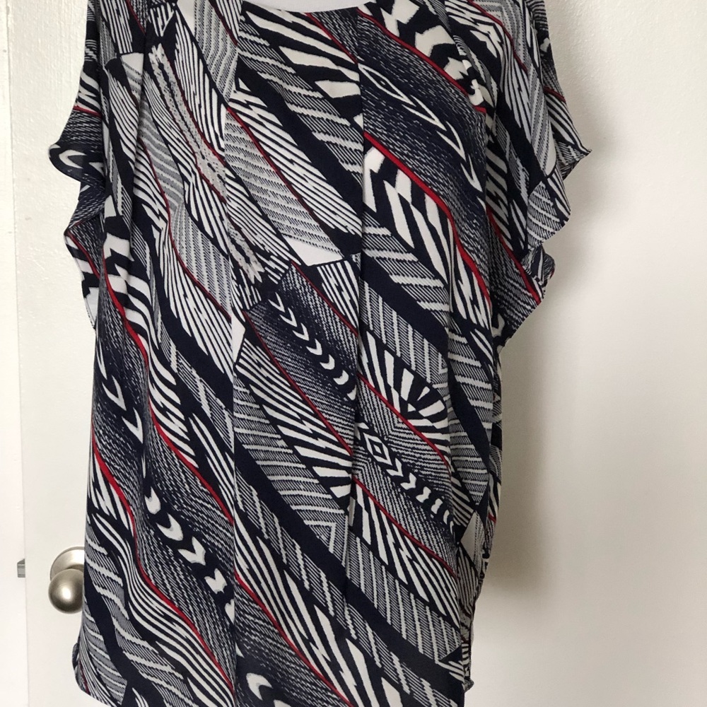 Anne Klein Red/White/Blue Blouse